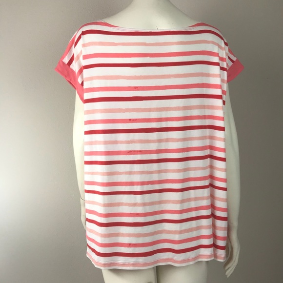 Dept 222 Tops - Coral Striped Shirt Size Xl